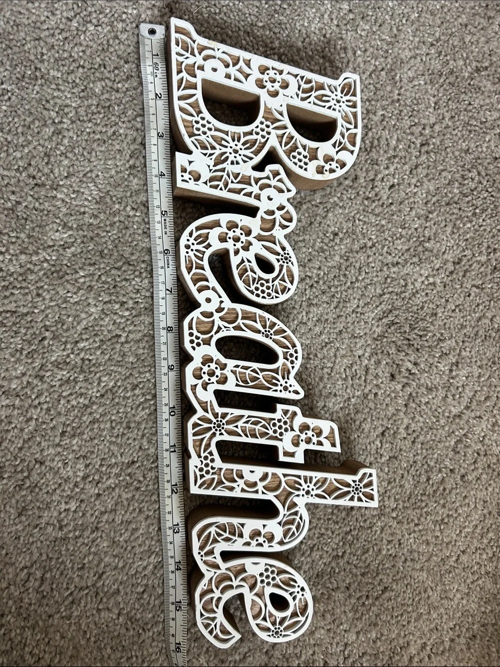 'Breathe' Decorative cut out wood Sign
